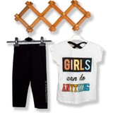 Ages Angels Girls Baskılı Kız Çocuk Krem Taytlı Takım
