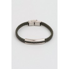 So CHIC Yeşil Vegan Deri Örgü Erkek Çelik Bileklik