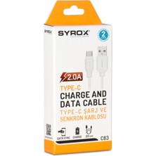 Syrox C71 Type-C Girişli 2.0A Şarj ve Data Kablosu