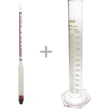Eurodensimeter 0-100 20C Alkolmetre ve 250ML Cam Mezür Seti