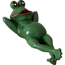 Tasarloxi Dekoratif Yeşil Renkli Polyester Malzemeden Yatan Kurbağa Figürü