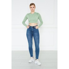 Monart Kadın Mavi Yüksek Bel Skinny Fit Jean