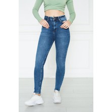 Monart Kadın Mavi Yüksek Bel Skinny Fit Jean