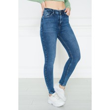 Monart Kadın Mavi Yüksek Bel Skinny Fit Jean