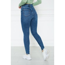 Monart Kadın Mavi Yüksek Bel Skinny Fit Jean