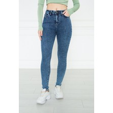 Monart Kadın Mavi Yüksek Bel Skinny Fit Jean