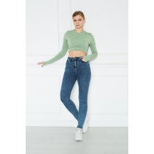 Monart Kadın Mavi Yüksek Bel Skinny Fit Jean