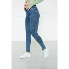 Monart Kadın Mavi Yüksek Bel Skinny Fit Jean