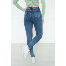 Monart Kadın Mavi Yüksek Bel Skinny Fit Jean