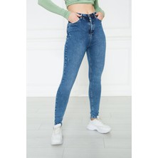 Monart Kadın Mavi Yüksek Bel Skinny Fit Jean