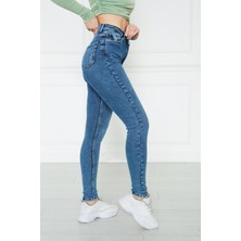 Monart Kadın Mavi Yüksek Bel Skinny Fit Jean