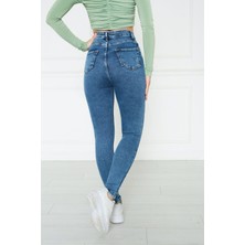 Monart Kadın Mavi Yüksek Bel Skinny Fit Jean