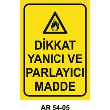 Dikkat Yanıcı ve Parlayıcı Madde Iş Güvenliği Uyarı Levhası