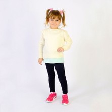 Think Simple Think SimpleThink Simple Organik Kız Çocuk Sweat-Shirt - Ekru-Su Yeşili