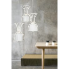 Begüsa Tarz 3.lü Camlı Avize Beyaz