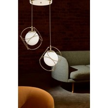 Begüsa Modern Metal 2.li Eskitme-Beyaz Camlı Avize