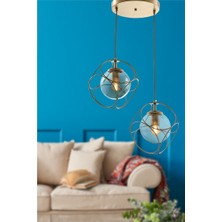 Begüsa Modern Metal 2.li Eskitme-Füme Camlı Avize