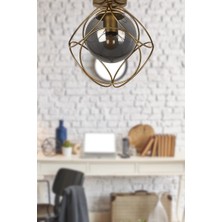 Begüsa Modern Metal Tekli Siyah-Füme Camlı Tavan Montaj Avize