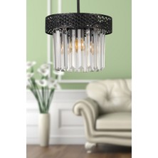 Begüsa Şeritli Kristal 2.li Siyah Taşlı Avize