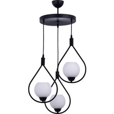 Özpolat Aydınlatma Sıla 3 Lü Lüx Camlı Sarkıt Avize (Siyah)