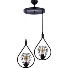 Özpolat Aydınlatma Sıla 2 Li Terkos Sarkıt Avize (Siyah)