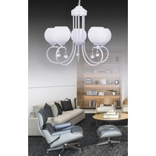 Özpolat Aydınlatma Mihrimah 5 Li Lüx Camlı Avize (Beyaz)