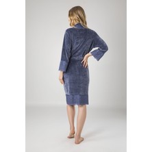 Nuşa Füme Dantelli Brodeli Bambu Cotton Bayan Sabahlık