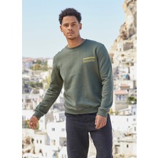 Clandestino Baskılı Sweatshirt Haki
