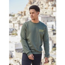 Clandestino Baskılı Sweatshirt Haki
