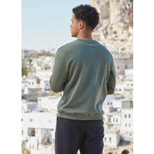 Clandestino Baskılı Sweatshirt Haki