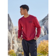 Clandestino Baskılı Sweatshirt Kırmızı