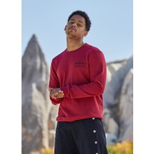 Clandestino Baskılı Sweatshirt Kırmızı