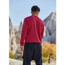 Clandestino Baskılı Sweatshirt Kırmızı
