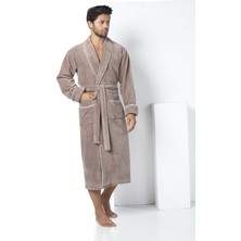 Nuşa Devetüyü Biyeli Bambu Cotton Erkek Bornozu