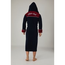 Nuşa Atletic Sport Nakışlı Bambu Cotton  Kapşonlu Erkek Bornozu