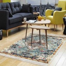 Alanur Home Eko Trend Djt Halı Yıkanabilir Kaymaz Taban M12290 Vintage Mavi