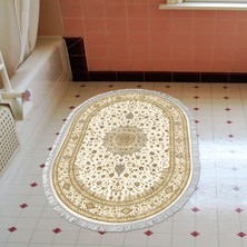 Alanur Home Eko Trend Djt Banyo Paspası Yıkanabilir Kaymaz Taban P1360 Oval Osmanlı Krem