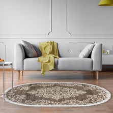 Alanur Home Eko Trend Djt Halı Yıkanabilir Kaymaz Taban 762 Oval Osmanlı Vizon