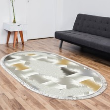 Alanur Home Eko Trend Djt Halı Yıkanabilir Kaymaz Taban S1030 Oval Modern Krem