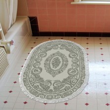Alanur Home Eko Trend Djt Banyo Paspası Yıkanabilir Kaymaz Taban 747 Oval Klasik Gri