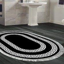 Alanur Home Eko Trend Djt Banyo Paspası Yıkanabilir Kaymaz Taban 650m Oval Modern Siyah