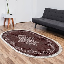 Alanur Home Eko Trend Djt Halı Yıkanabilir Kaymaz Taban 616 Oval Klasik Bordo