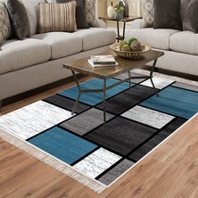 Alanur Home Eko Trend Djt Halı Yıkanabilir Kaymaz Taban S5044 Geometrik Mavi