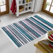 Alanur Home Eko Trend Djt Banyo Paspası Yıkanabilir Kaymaz Taban 1677 Degrade Turkuaz
