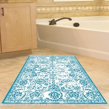 Alanur Home Eko Trend Djt Banyo Paspası Yıkanabilir Kaymaz Taban 744 Vintage Mavi