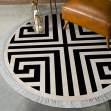 Alanur Home Eko Trend Djt Haı Yıkanabilir Kaymaz Taban 658m Yuvarlak Modern Siyah