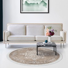 Alanur Home Eko Trend Djt Haı Yıkanabilir Kaymaz Taban 616 Yuvarlak Klasik Bej