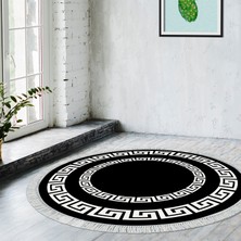 Alanur Home Eko Trend Djt Haı Yıkanabilir Kaymaz Taban 650m Yuvarlak Modern Siyah