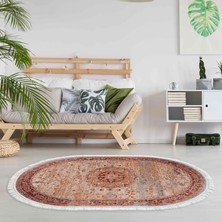 Alanur Home Eko Trend Djt Halı Yıkanabilir Kaymaz Taban P1356 Oval Vintage Kırmızı