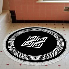 Alanur Home Eko Trend Djt Banyo Paspası Yıkanabilir Kaymaz Taban 656M Yuvarlak Modern Siyah